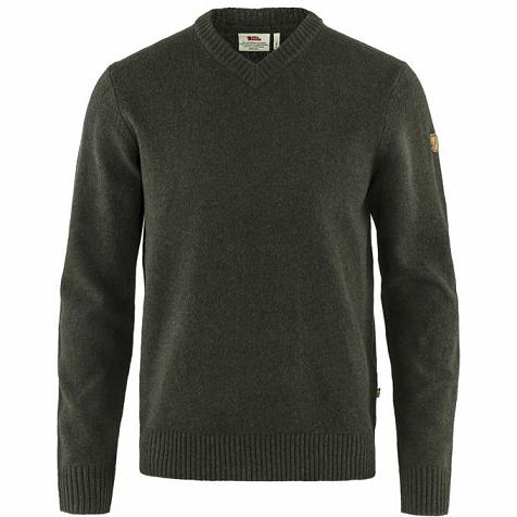 Fjallraven Övik Sweater Dark Olive Singapore For Men (SG-247559)